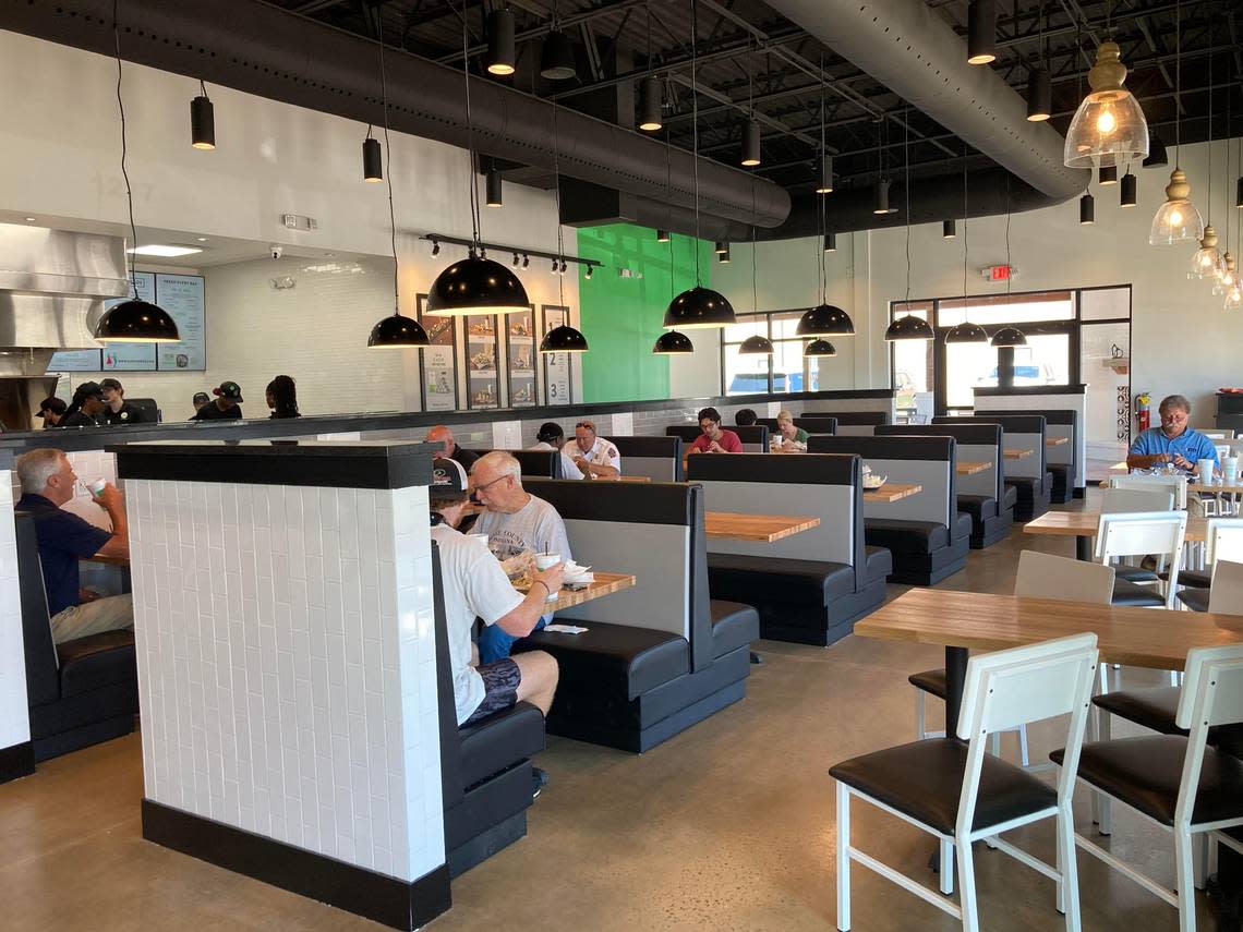 New Surcheros Fresh Mex at 1277 S. Houston Lake Road opens in Warner Robins. Guests try the Tex-Mex food at a friends and family event Monday prior to opening.