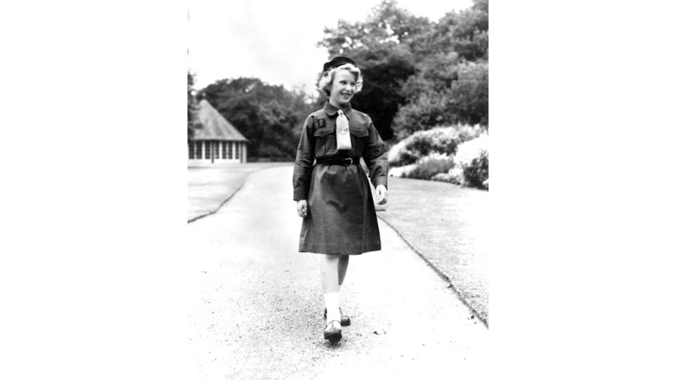 Princess Anne in her Brownie uniform at Buckingham Palace