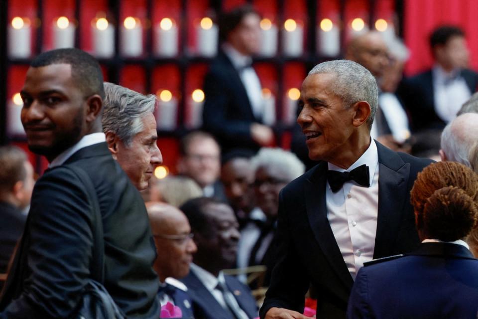 Former president Barack Obama briefly attended the official State Dinner in honour of Kenya’s President William Ruto at the White House (REUTERS)