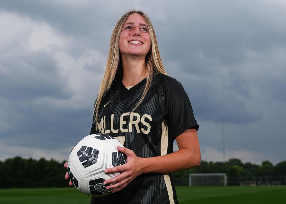 Noblesville Millers Lily Ault poses for a photo Tuesday, August 9, 2023, at Noblesville Elementary School in Noblesville.