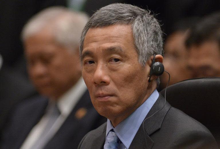 Singapore Prime Minister Lee Hsien Loong in Bandar Seri Begawan on October 10, 2013