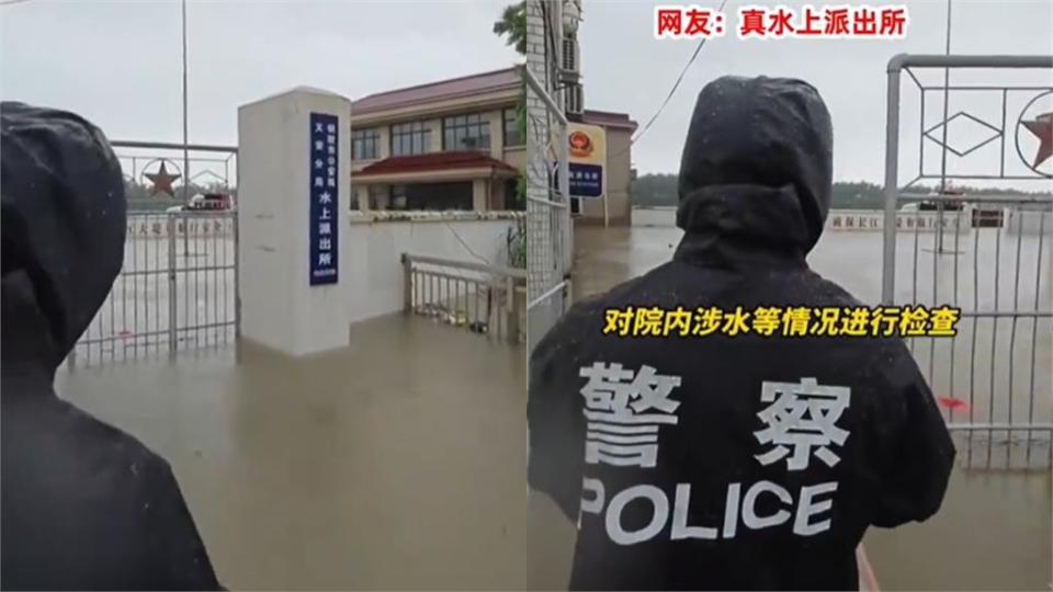 一「雨」成讖！連日暴雨...「水上派出所」員警真的划船上班