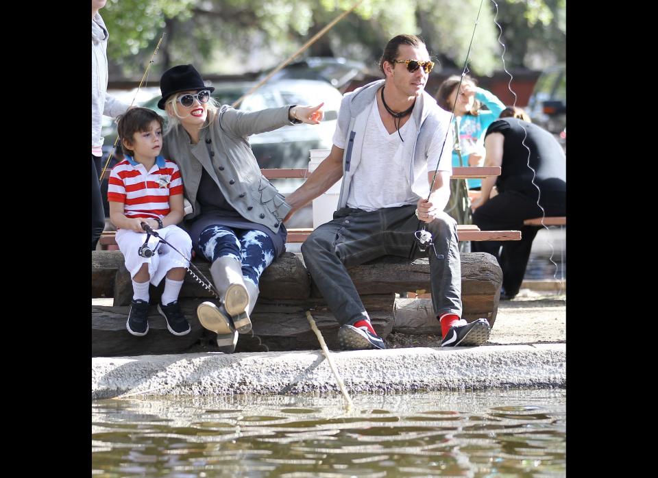Gavin Rossdale and Gwen Stefani take their little ones out for a day of fishing. 