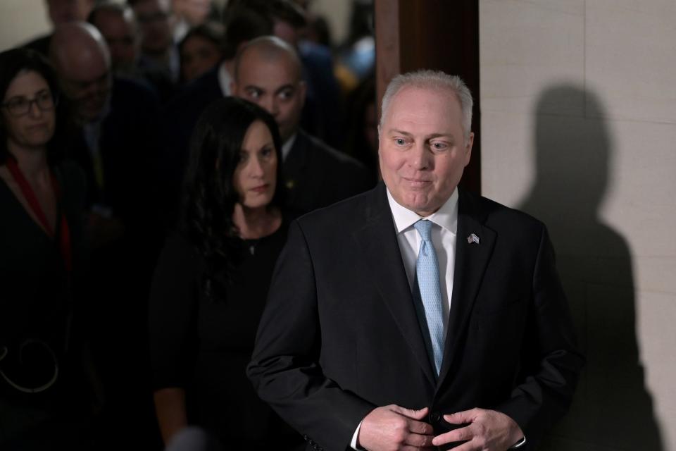 House Majority Leader Steve Scalise, R-La., is seen on Capitol Hill as House Republicans have decided to nominate Scalise for Speaker of the House on Oct. 11, 2023 in Washington, D.C.