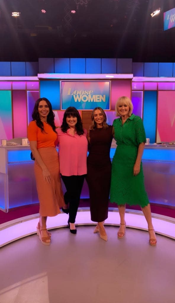 Christine wore a bold orange look on Wednesday's Loose Women