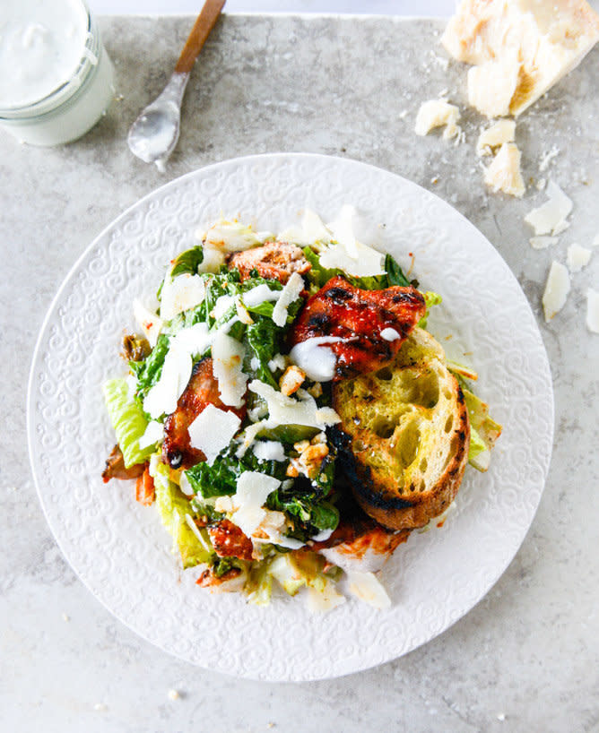 <strong>Get the <a href="http://www.howsweeteats.com/2015/05/grilled-caesar-buffalo-chicken-salad/" target="_blank">Grilled Buffalo Chicken Caesar Salad recipe</a> from How Sweet It Is</strong>