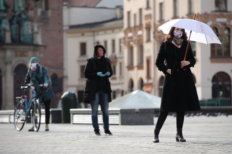 Activists protest against an initiative to tighten abortion rules in Krakow