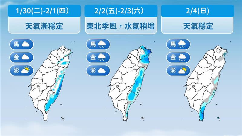 本週降雨趨勢。（圖／氣象署提供）