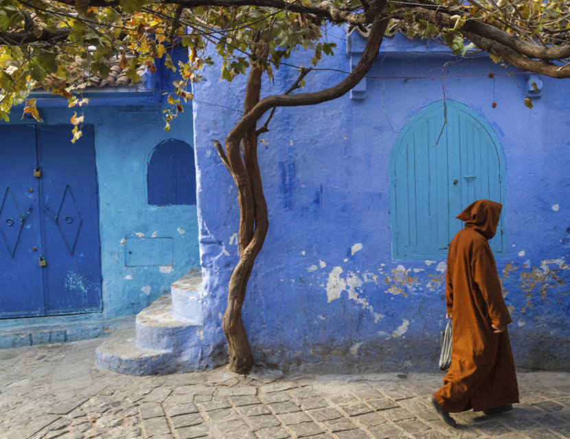 Traditional moroccan architectural details in Chefchaouen, Morocco, Africa