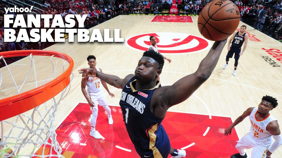 ATLANTA, GA - OCTOBER 7: Zion Williamson #1 of the New Orleans Pelicans dunks the ball against the Atlanta Hawks during a pre-season game on October 7, 2019 at State Farm Arena in Atlanta, Georgia. NOTE TO USER: User expressly acknowledges and agrees that, by downloading and/or using this Photograph, user is consenting to the terms and conditions of the Getty Images License Agreement. Mandatory Copyright Notice: Copyright 2019 NBAE (Photo by Scott Cunningham/NBAE via Getty Images)