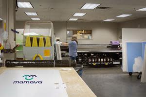 Inside Mamava Manufacturing, Patti Bacon, Print Technician, oversees the printing process in the creation of Mamava pods. All Mamava pods are assembled in the U.S. From concept and design to procurement and production, Mamava is a prime example of women who are building products based on their own inventions.