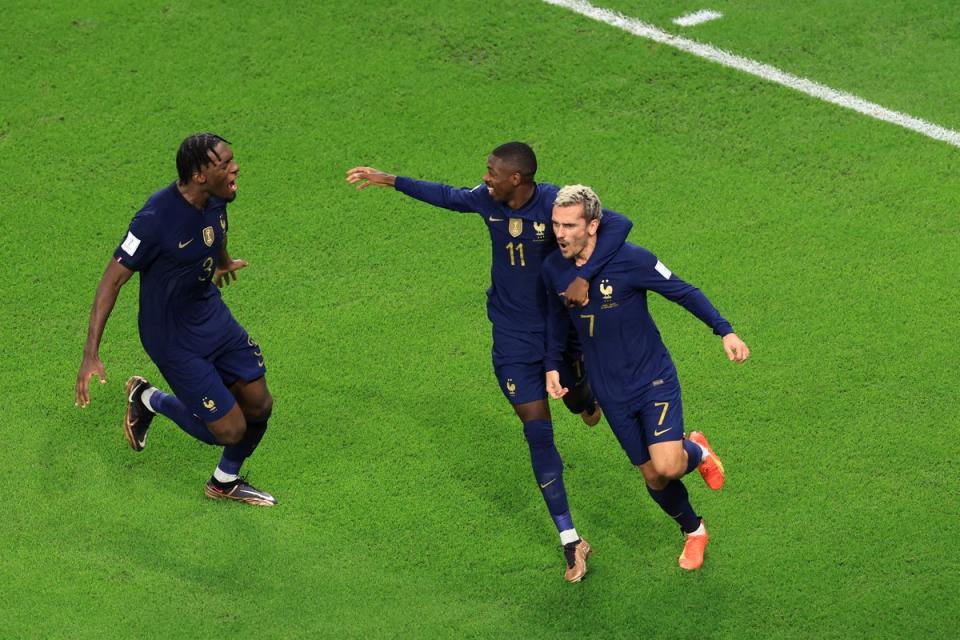 Antoine Griezmann of France celebrates before his goal is ruled out by VAR (Getty Images)