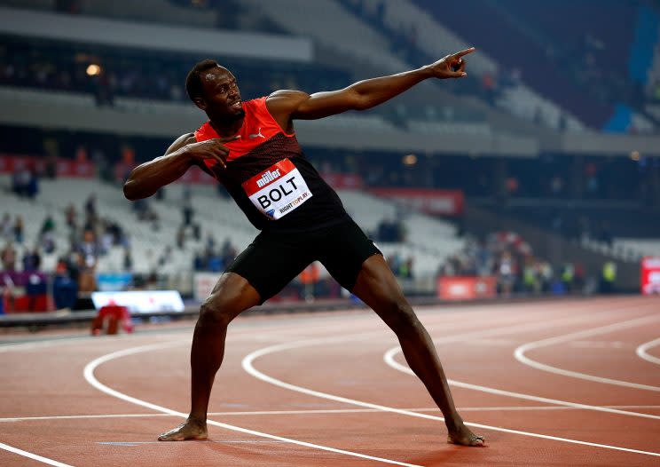 The fastest man in the world hasn’t slowed down even after a hamstring injury kept him from competing in the Jamaican national athletics championship in early July. (Getty)