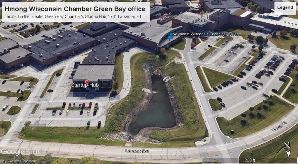 The Hmong Wisconsin Chamber of Commerce opened a satellite office in the Greater Green Bay Chamber's Startup Hub, on the Northeast Wisconsin Technical College Campus, seen in this overhead image. HWCC has now opened resource offices in Green Bay, Appleton and Eau Claire to serve entrepreneurs who are Hmong, Asian American or from an underserved population.