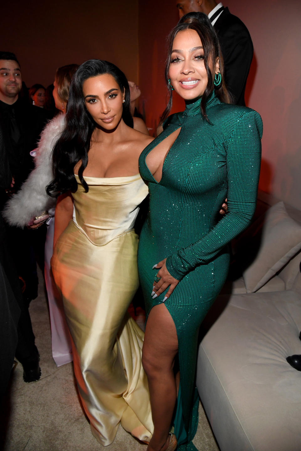 LOS ANGELES, CALIFORNIA - DECEMBER 14: (L-R) Kim Kardashian West and Lala Anthony attend Sean Combs 50th Birthday Bash presented by Ciroc Vodka on December 14, 2019 in Los Angeles, California. (Photo by Kevin Mazur/Getty Images for Sean Combs)