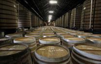 FILE PHOTO: Oak barrels are stored in a cellar where cognac is aged at the Remy Martin distillery in Cognac