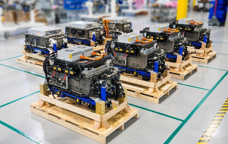 Pallets of fuel cells at Hyzon Motors