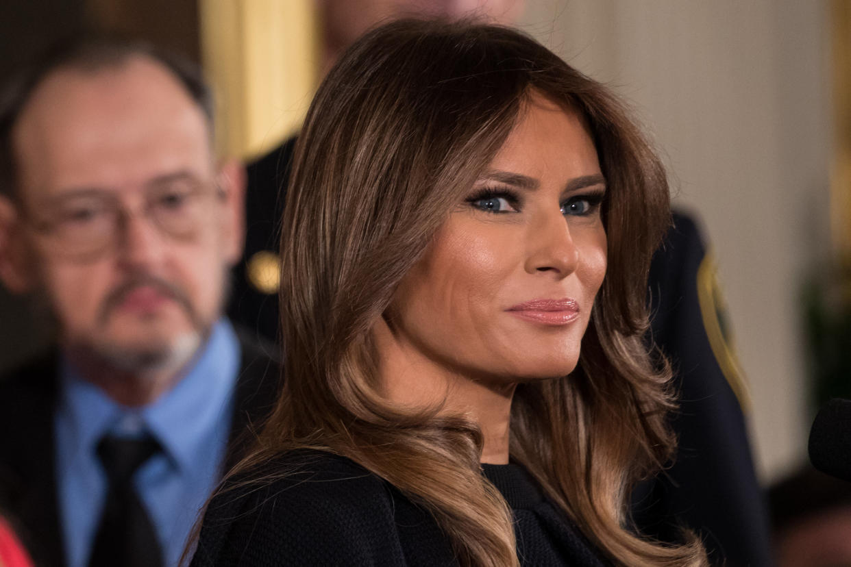 First lady Melania Trump speaks in the East Room of the White House on Oct. 26, 2017.&nbsp; (Photo: NurPhoto via Getty Images)