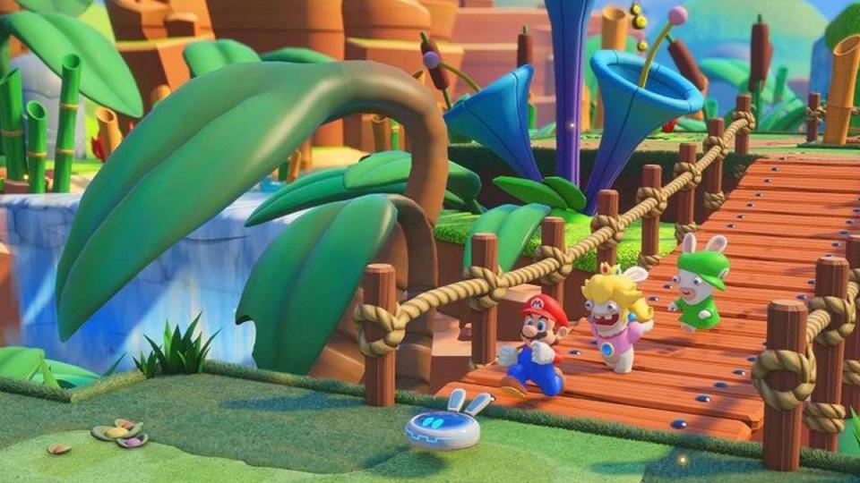 Nintendo and Ubisoft came together for some wacky strategy gameplay in "Mario + Rabbids: Kingdom Battle."