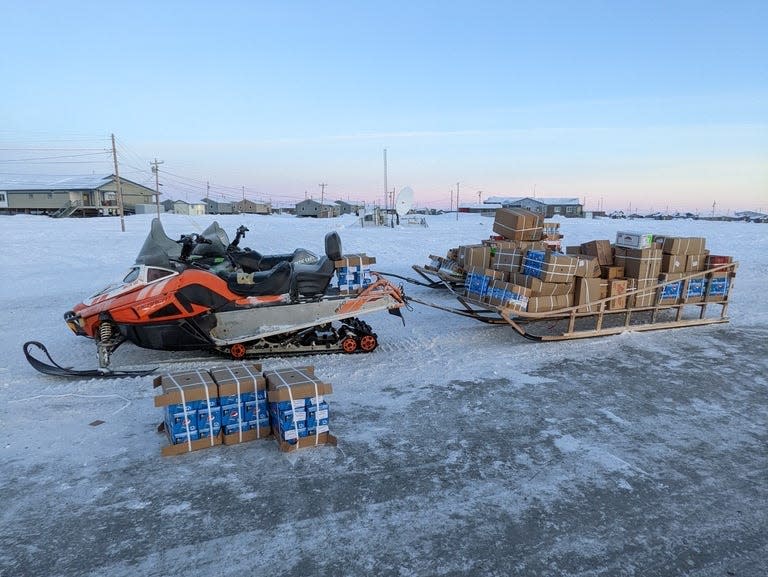 Parcels delivered to Alaska village.