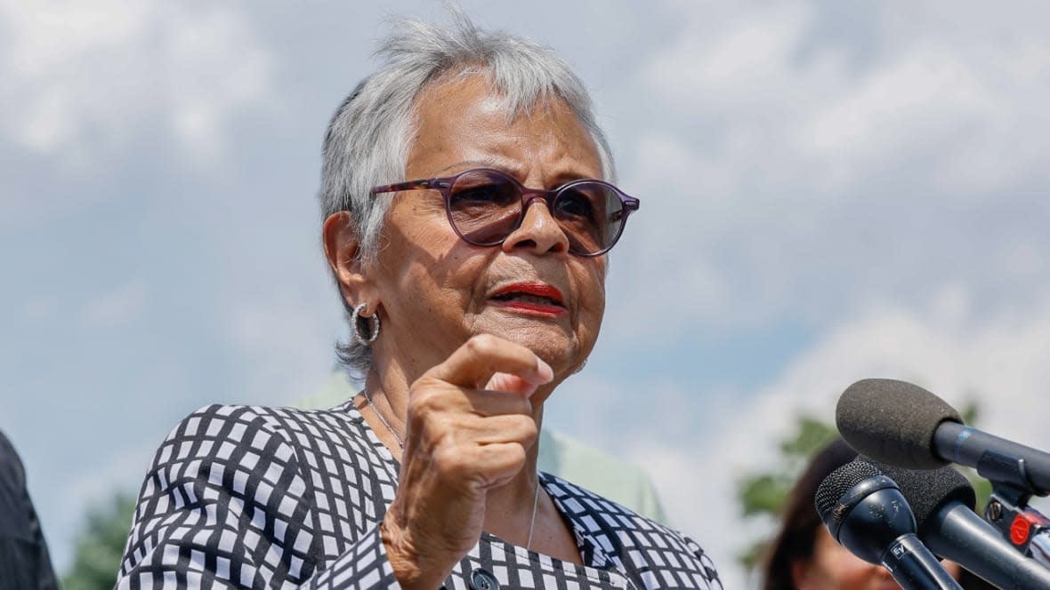 Democratic New Jersey Rep. Bonnie Watson Coleman speaks at a press conference calling for the expansion of the Supreme Court in July 2022 in Washington, D.C. (Photo by Jemal Countess/Getty Images for Take Back the Court Action Fund)