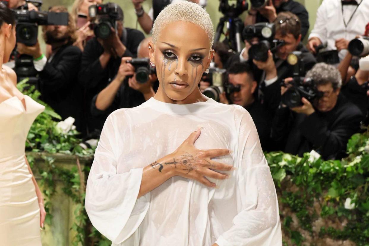 Doja Cat Wears a Wet Look to 2024 Met Gala, Complete with Runny Mascara