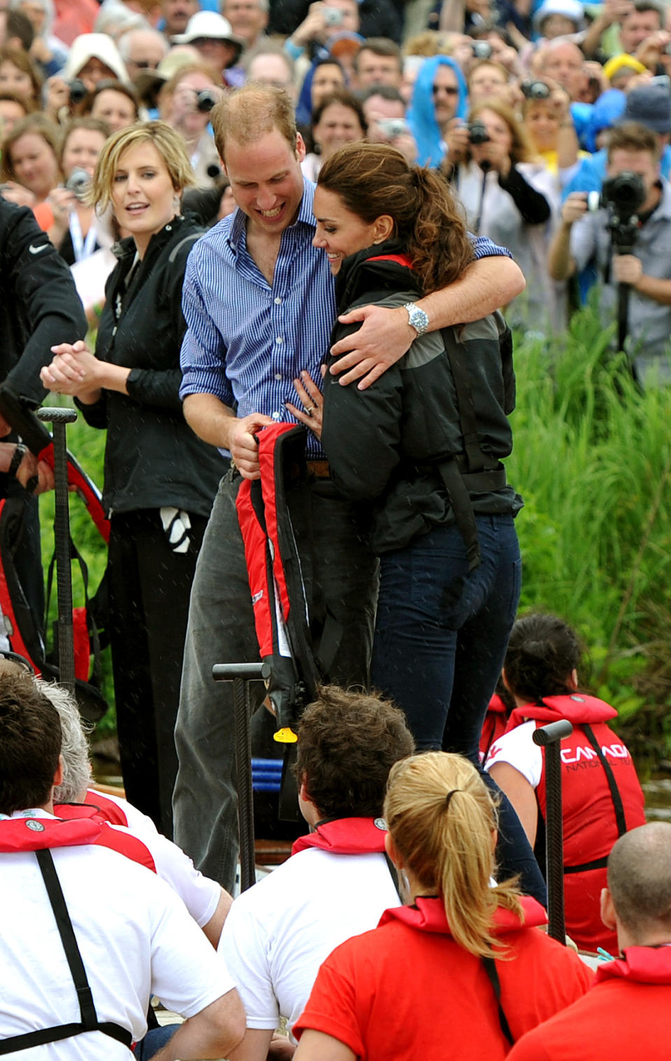 <div class="caption-credit">Photo by: John Stillwell - Pool/Getty Images</div><div class="caption-title"><b>...And some hugging.</b></div> <br> This was the first year out of their decade together, where they could be publicly affectionate without backlash from the palace or probing tabloids. They didn't take it for granted.