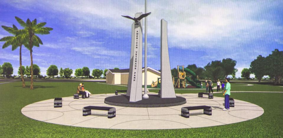 This is an artist's rendition of one of three proposed memorials for the Ocala-Marion County Veterans Memorial Park.