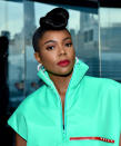 <p>Actress Gabrielle Union-Wade attends the Prada Resort 2019 fashion show wearing the small jelly hoop earrings in white by Alison Lou on May 4, 2018, in New York City. (Photo: Sean Zanni/Getty Images) </p>