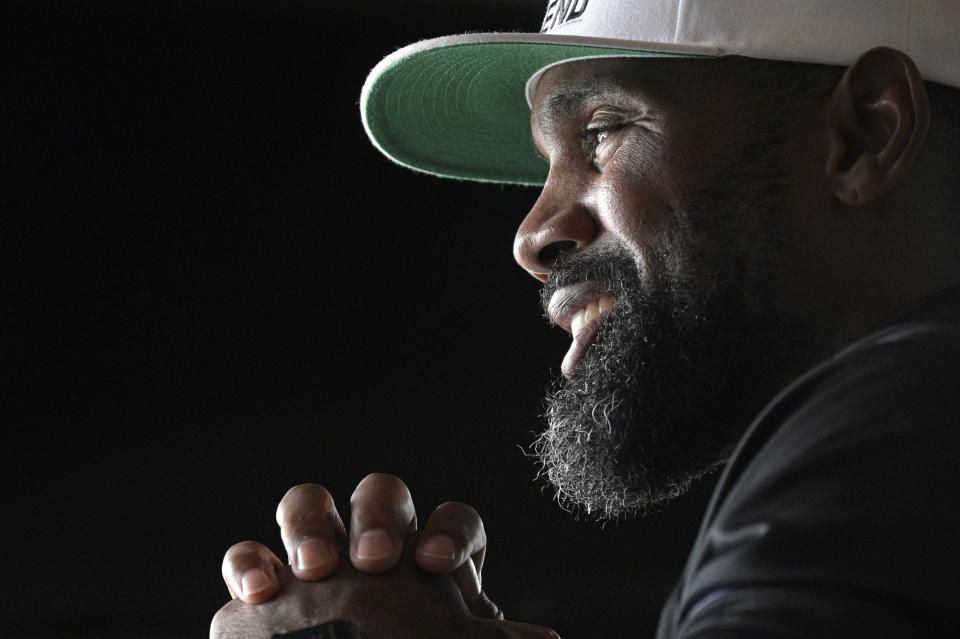 Former NFL football player Charles Woodson reflects on his life and career as he prepares for induction into the NFL Hall of Fame, during an interview at his home Tuesday, June 15, 2021, in Orlando, Fla. (AP Photo/Phelan M. Ebenhack)