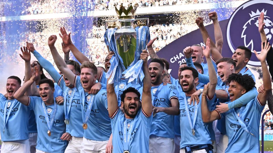 Manchester City has the chance to win an unprecedented fourth straight Premier League title. - Oli Scarff/AFP/Getty Images