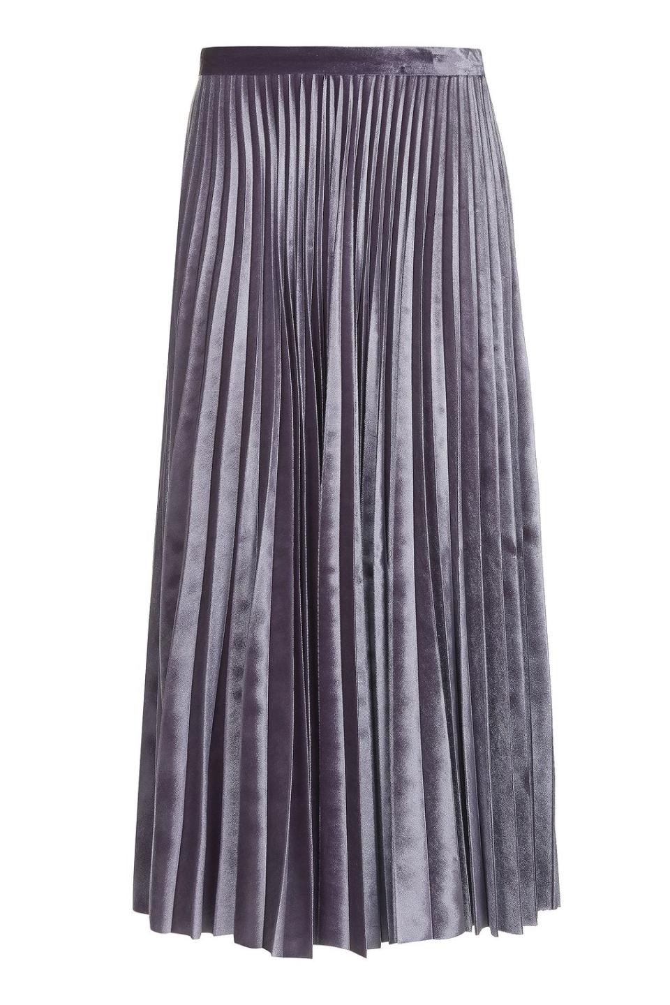 Tall Pleated Metallic Midi Skirt