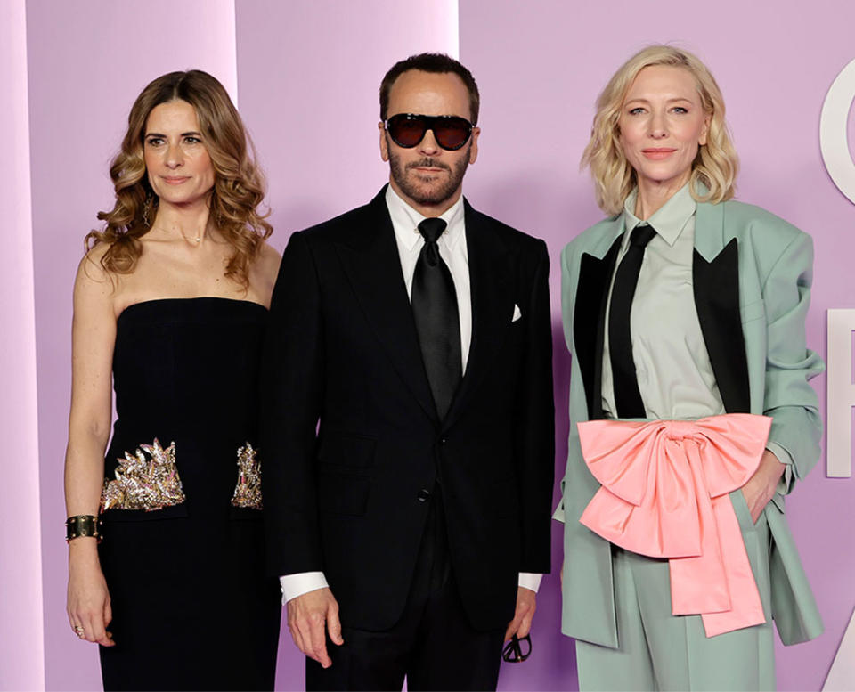 Livia Giuggioli Firth, Tom Ford, and Cate Blanchett attend the 2023 Green Carpet Fashion Awards at NeueHouse Hollywood on March 09, 2023 in Hollywood, California.