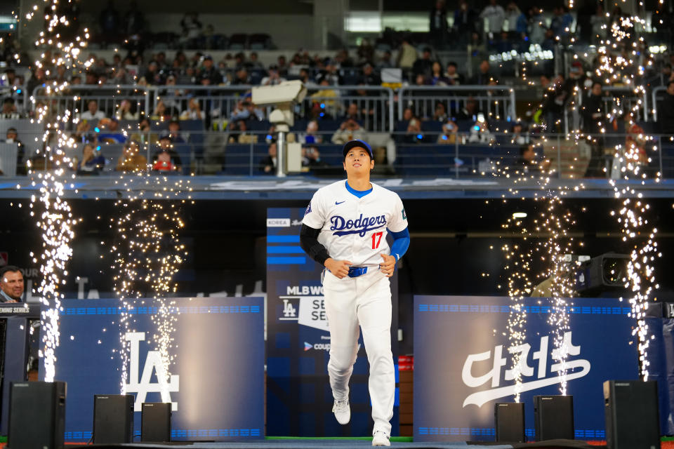 Sława Shohei Ohtaniego osiągnęła nowe szczyty w sezonie MLB 2024, który rozpoczął się w Seulu dla Dodgers. (Zdjęcie: Daniel Shirey/MLB Photos via Getty Images)