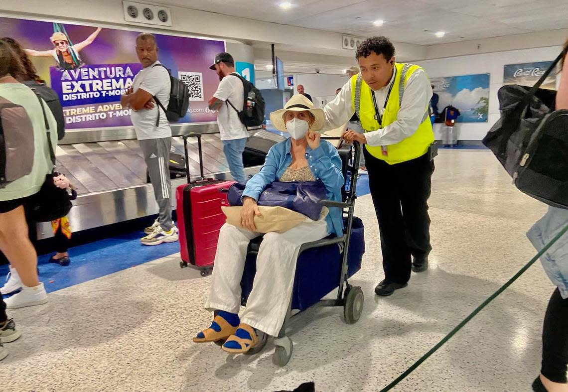 Maria Emilia, a resident of Ponce arrived from Miami at Muñoz Marin airport in San Juan Puerto Rico despite the conditions in the island after the pass of Hurricane Fiona.