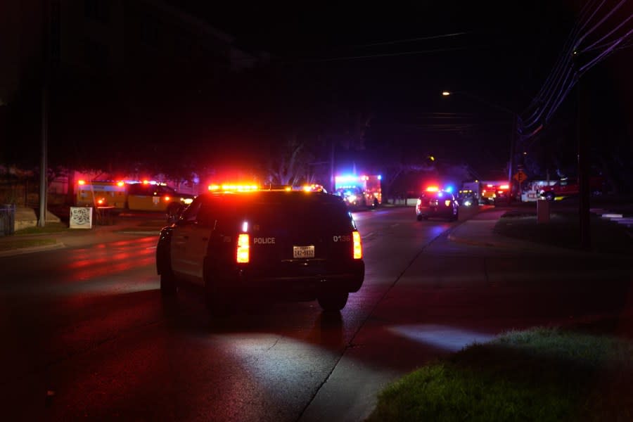 Austin Fire and Austin-Travis County EMS responded to a vehicle crash in south Austin Saturday night (Kevin Baskar/KXAN News)