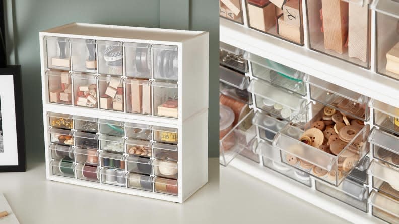 These stackable containers are perfect for just about any small crafting supplies you need to wrangle.