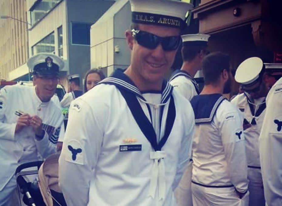 Picture of Mark Daniels in his Navy uniform before the accident 