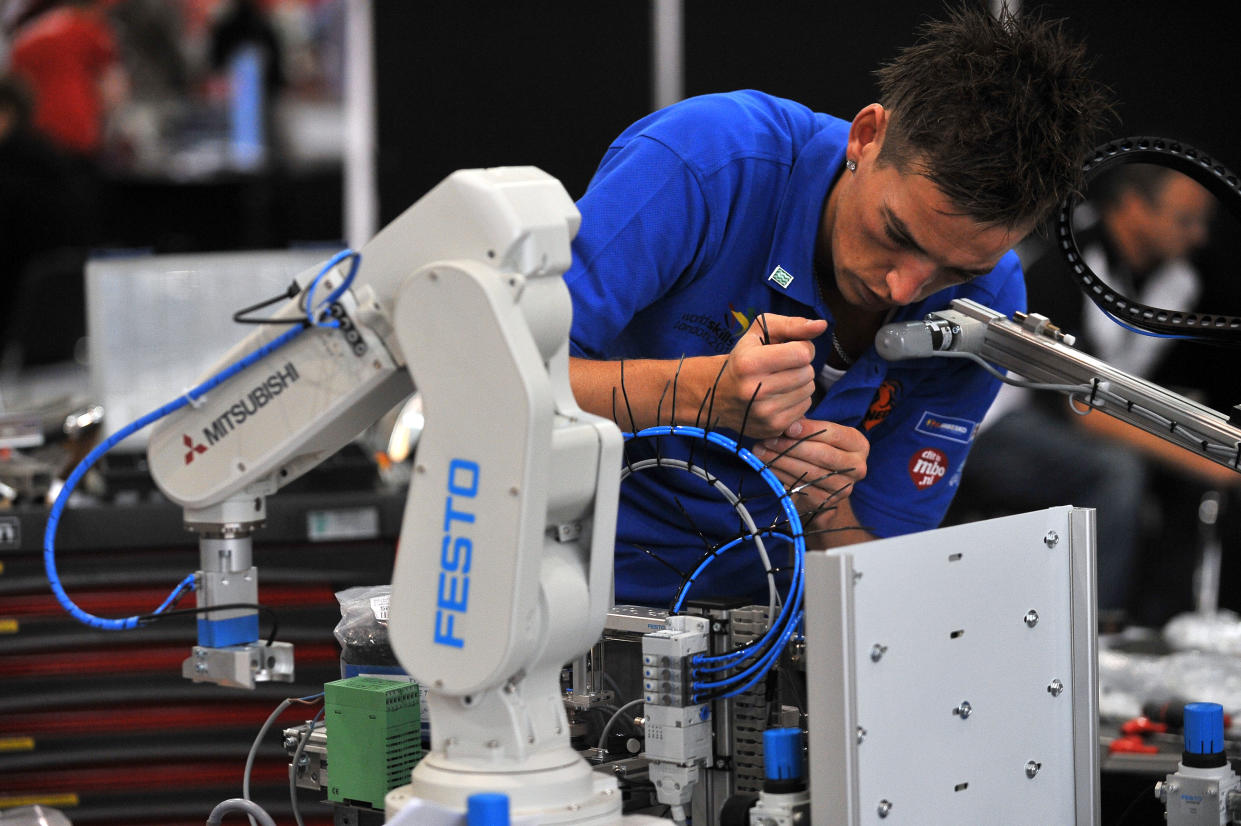 Apprenticeship  A trainee technician at World Skills London 2011 exhibition.   (Photo by Ian Nicholson/PA Images via Getty Images)