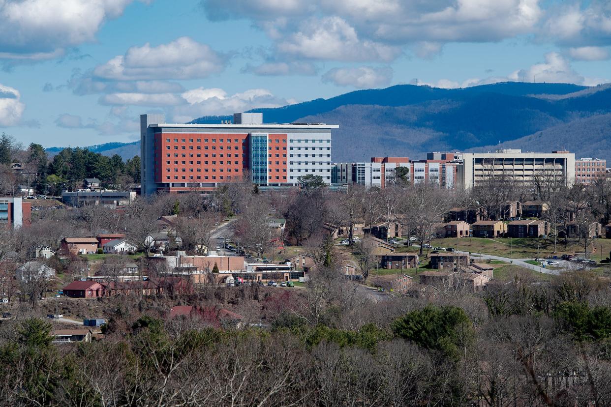 Mission Hospital is seen from Riverside Drive in Asheville, March 7, 2024.