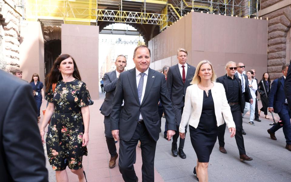 Sweden's Prime Minister Stefan Lofven, centre, pictured before the no-confidence vote - NILS PETTER NILSSON/EPA-EFE/Shutterstock