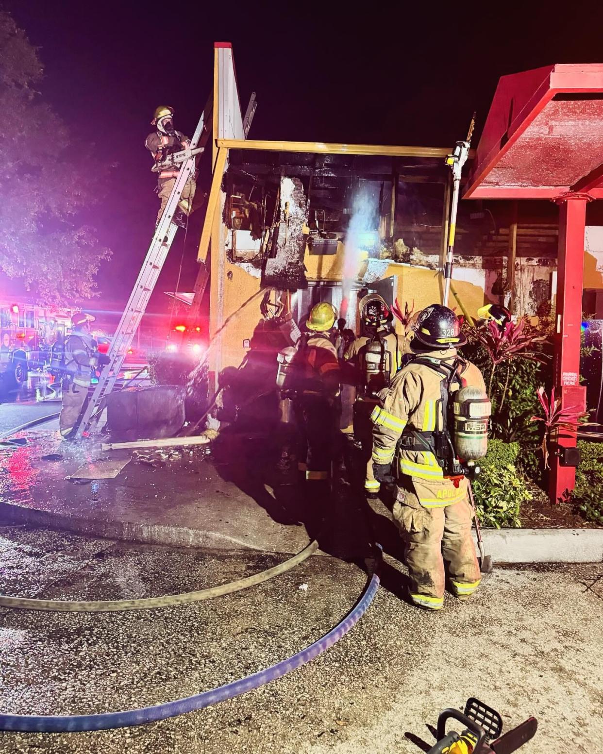 Lakeland firefighters had to force their way into Popeyes Louisiana Kitchen, off U.S. Highway 98, early Thursday morning to battle a fire in the restaurant's walls and attic. The cause is currently unknown.