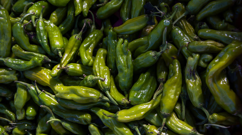 Pile of green hatch chiles