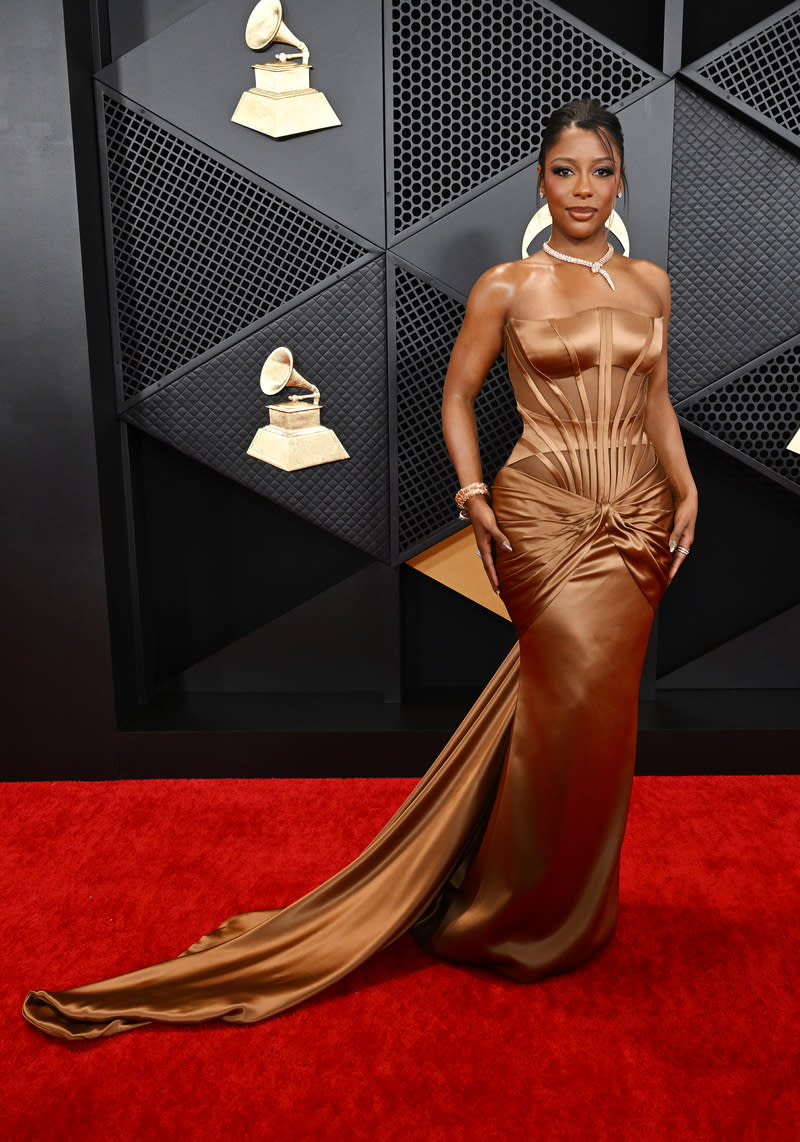 Victoria Monét at the 66th Annual GRAMMY Awards held at Crypto.com Arena on February 4, 2024 in Los Angeles, California.