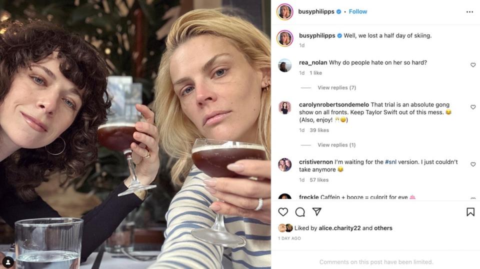 La actriz incluyó la ahora infame frase en su publicación de Instagram (Instagram de Busy Philipps)