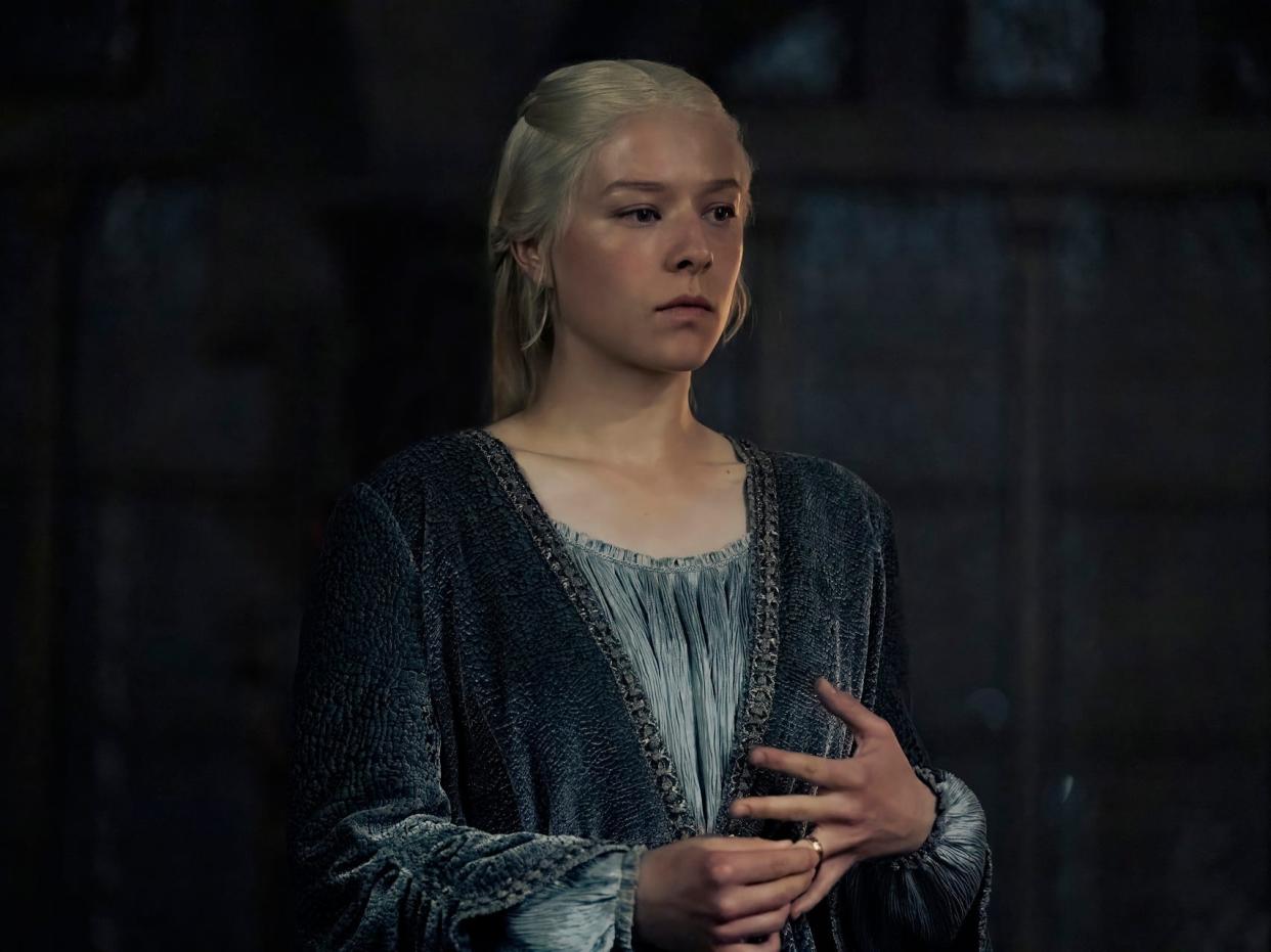 A promotional image of Emma D'Arcy as Rhaenyra Targaryen in "House of the Dragon" season two.