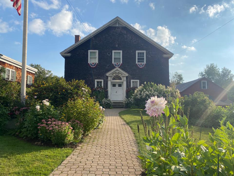 exterior shot of memorial hall in lauren's small vermont town