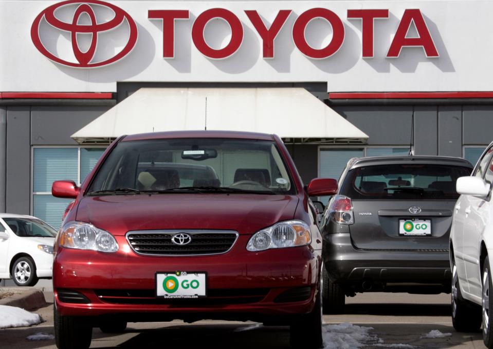 This us a file photo from February 2007 of a 2007 Toyota Corolla sedan and Matrix wagons sit on the lot at a Toyota dealership in the southeast Denver suburb of Centennial, Colorado. In February 2024, Toyota issued a "do not drive" warning and recalls 50,000 vehicles.