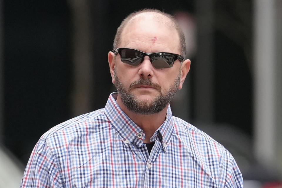 Jack Michael Teixeira, father of Massachusetts Air National Guardsman Jack Teixeira, arrives at federal court, Monday, March 4, 2024, in Boston. (AP Photo/Steven Senne)