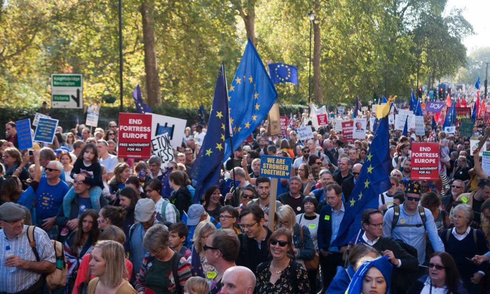 Campaigners march through central London to Parliament to demand a vote on the final Brexit deal.